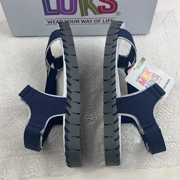 Muk luks Azzurite Sandals Sz 9 New NWT Navy blue Gray Light cushioned Non skid - Picture 9 of 13